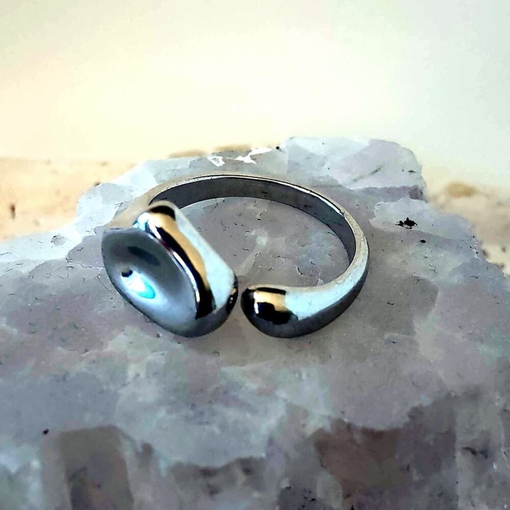 14K White Gold Filled Bypass Ring Adjustable 6-9